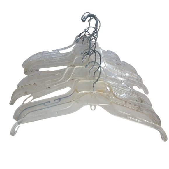 Vintage Clear Acrylic Lucite Plastic Hangers Dress Jacket Set of 14 - Picture 2 of 6